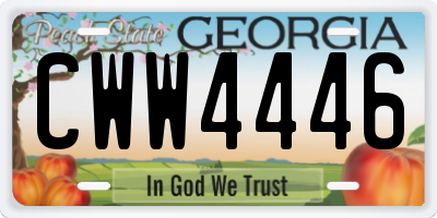 GA license plate CWW4446