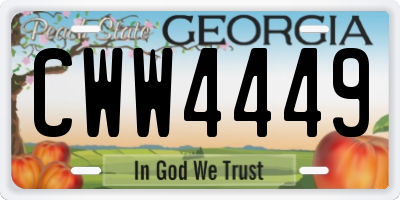 GA license plate CWW4449