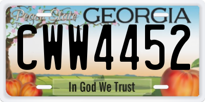 GA license plate CWW4452