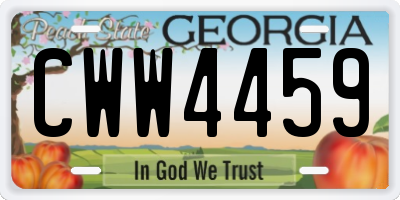 GA license plate CWW4459