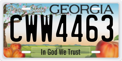 GA license plate CWW4463