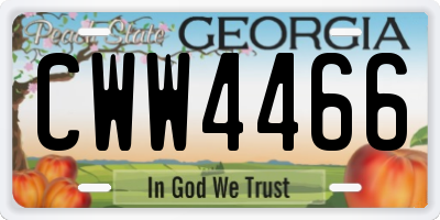 GA license plate CWW4466