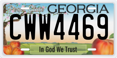 GA license plate CWW4469