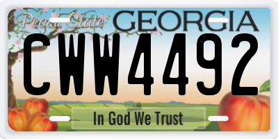 GA license plate CWW4492