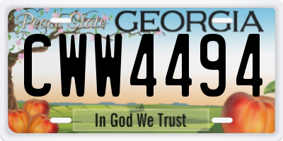 GA license plate CWW4494