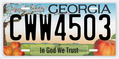GA license plate CWW4503