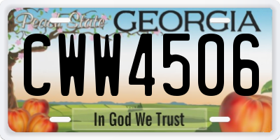 GA license plate CWW4506