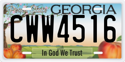 GA license plate CWW4516