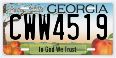 GA license plate CWW4519