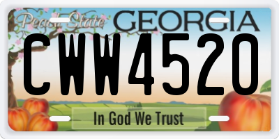 GA license plate CWW4520