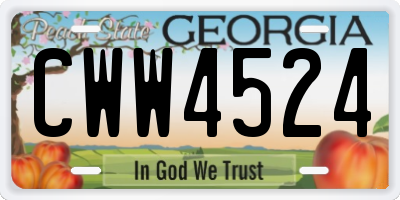 GA license plate CWW4524