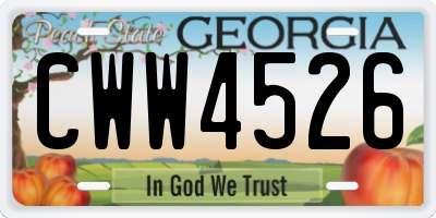 GA license plate CWW4526