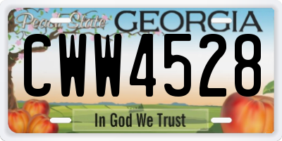 GA license plate CWW4528