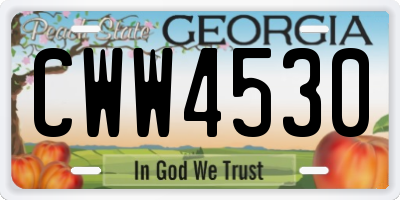 GA license plate CWW4530
