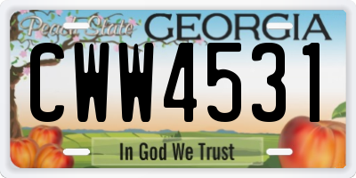 GA license plate CWW4531