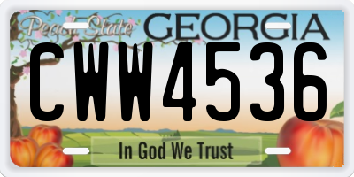 GA license plate CWW4536