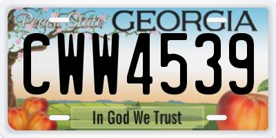 GA license plate CWW4539