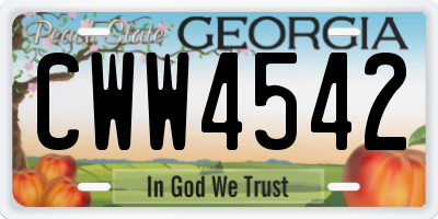 GA license plate CWW4542