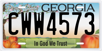 GA license plate CWW4573
