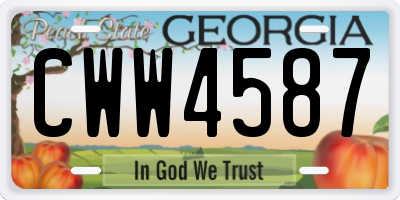 GA license plate CWW4587