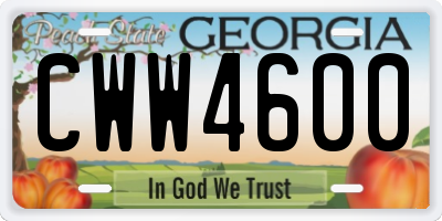 GA license plate CWW4600