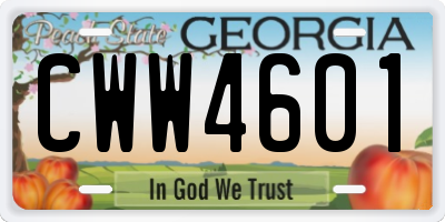 GA license plate CWW4601