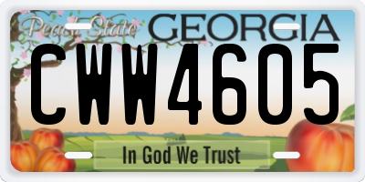 GA license plate CWW4605