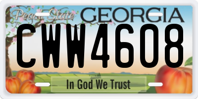 GA license plate CWW4608