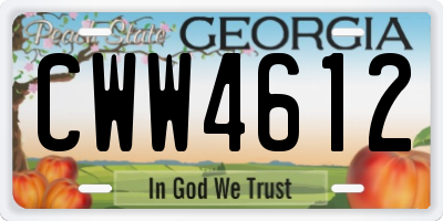 GA license plate CWW4612