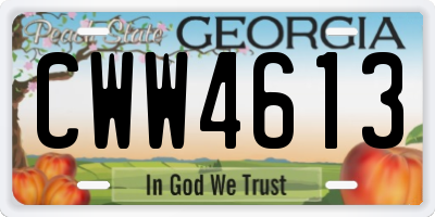 GA license plate CWW4613