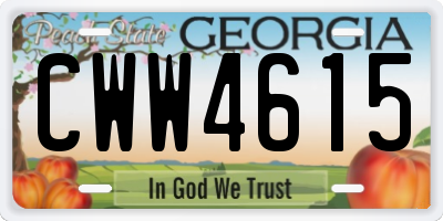 GA license plate CWW4615
