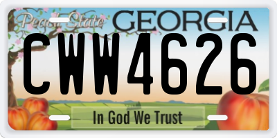 GA license plate CWW4626