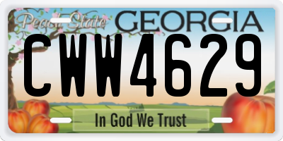 GA license plate CWW4629