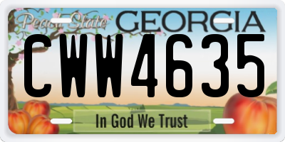 GA license plate CWW4635