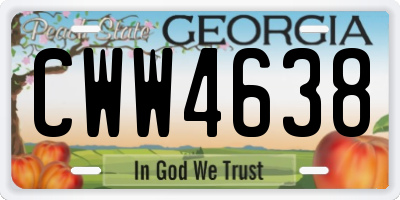 GA license plate CWW4638