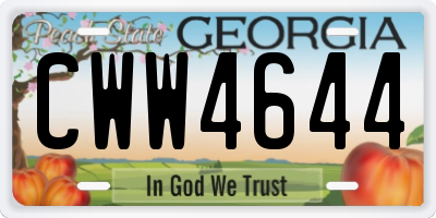 GA license plate CWW4644