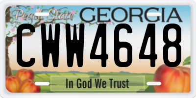 GA license plate CWW4648