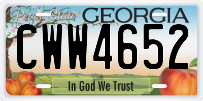 GA license plate CWW4652