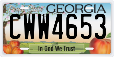 GA license plate CWW4653
