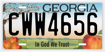 GA license plate CWW4656