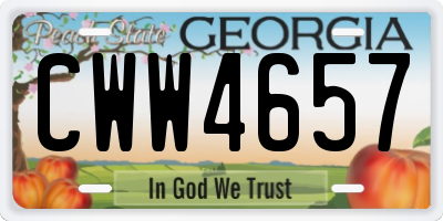 GA license plate CWW4657