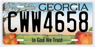GA license plate CWW4658