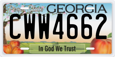 GA license plate CWW4662