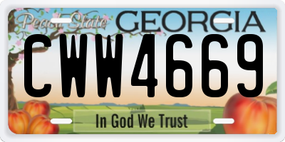 GA license plate CWW4669