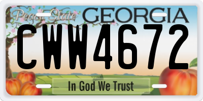 GA license plate CWW4672