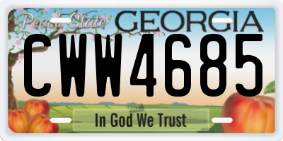 GA license plate CWW4685