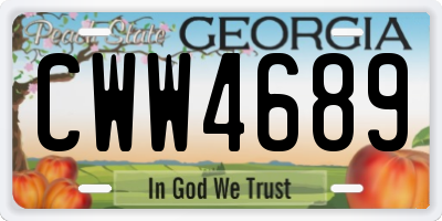 GA license plate CWW4689