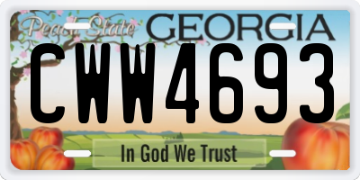 GA license plate CWW4693