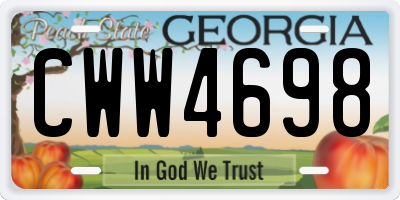 GA license plate CWW4698