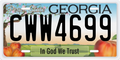 GA license plate CWW4699